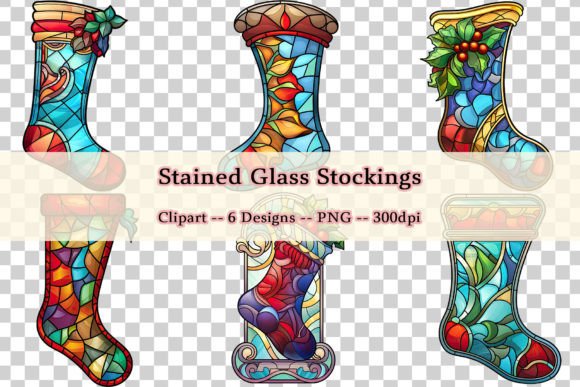 Download Stained Glass Stocking Ornament Clipart - Stocking ornament Collection
