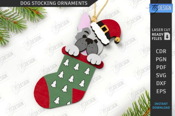 Download Christmas Dog Stocking Ornament | CNC - Stocking ornament Collection