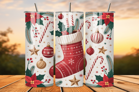 Download Red Christmas Stocking Ornament Tumbler - Premium Resources